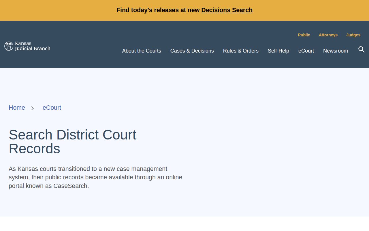 Kansas district court portal and courthouse access guidance